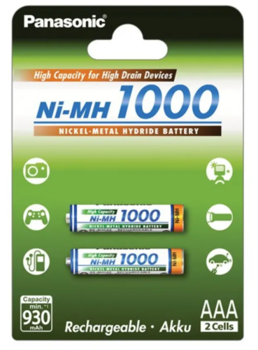 Panasonic laddningsbara AAA-batterier, 1000 mAh